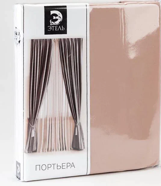 Штора портьерная Этель 130х300 см, двусторонний блэкаут, цвет бежевый, пл. 240 г/м2