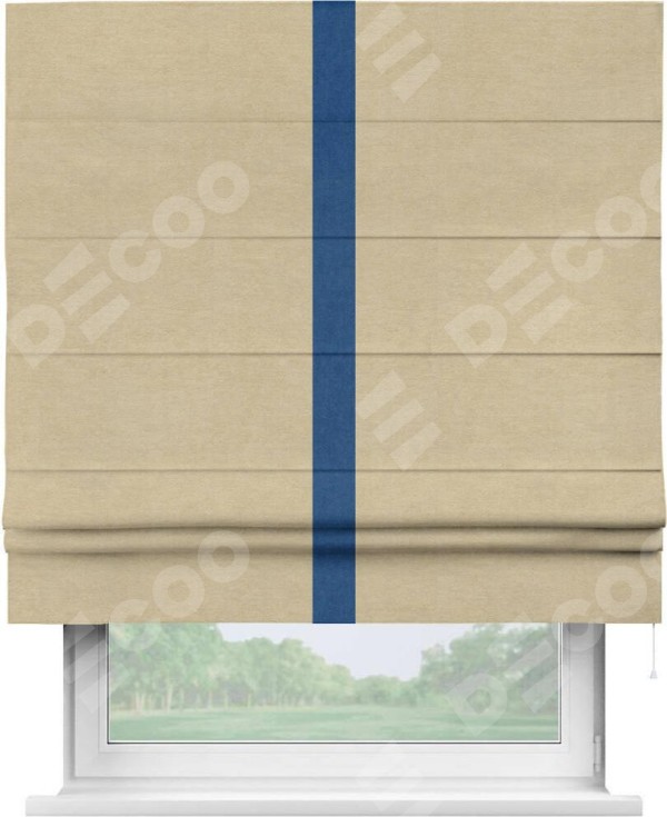 Римская штора «Кортин» с кантом Хайвэй, для проема, ткань вельвет бежевый