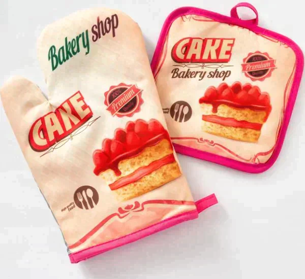 Кухонный набор «Доляна» Cake, прихватка 17х17 см, рукавица 26х16 см