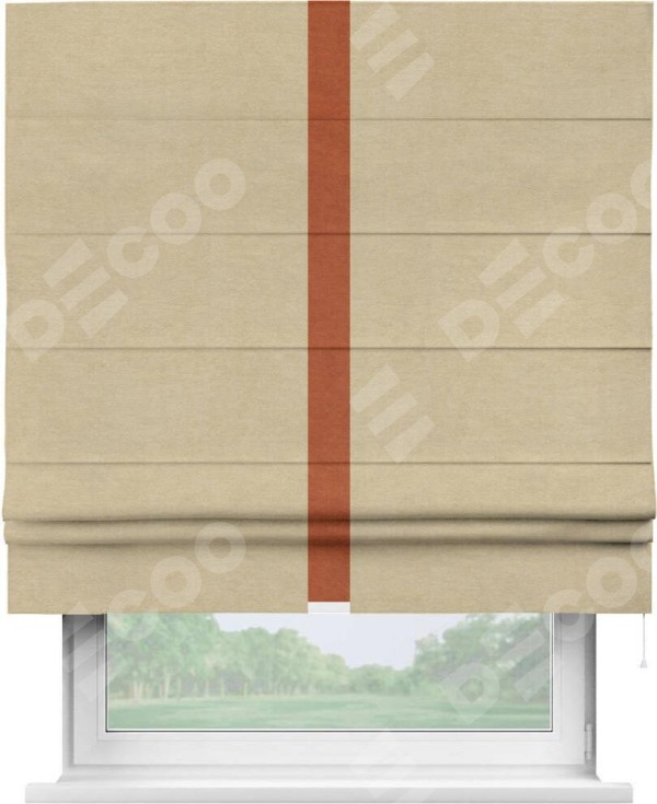 Римская штора «Кортин» с кантом Хайвэй, для проема, ткань вельвет бежевый