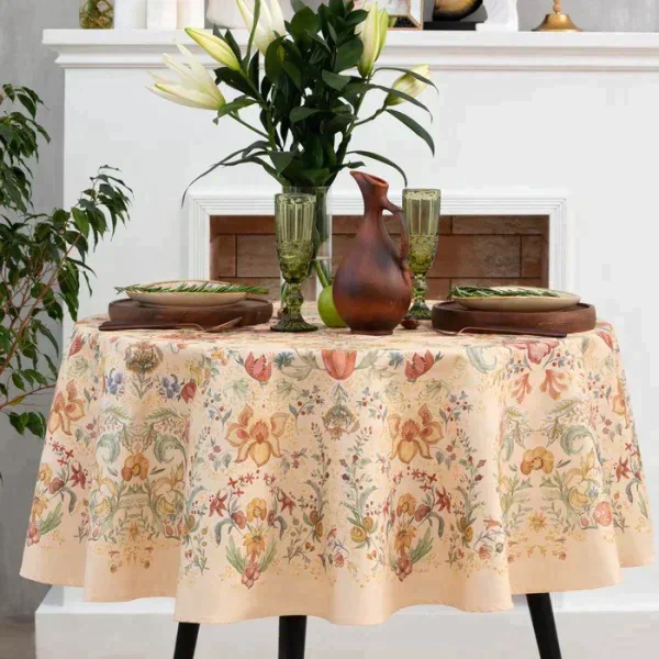 Скатерть Этель Floral pattern d=219 см с ГМВО, 100% хл, саржа 190 гр/м2