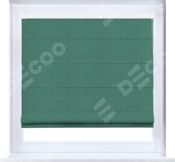 Римская штора «Кортин» кассетная, ткань блэкаут с блеском изумрудный