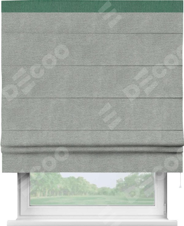 Римская штора «Кортин» с кантом Кинг, для проема, ткань твид блэкаут, светло-серый