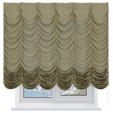 Французская штора «Кортин», выполнена из льна, цвет коричневый