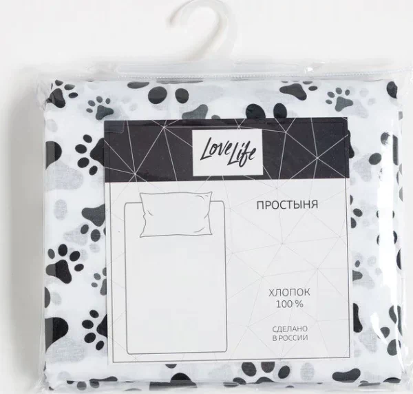 Простыня LoveLife Cat 220х240 см, 100% хлопок, поплин, 125 г/м²