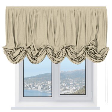 Австрийская штора «Кортин», ткань софт однотонный светло-бежевый