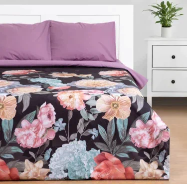 Постельное бельё Этель дуэт Flowers 143х215 см-2шт, 220х240 см, 50х70 см-2шт, поплин, 125 г/м2