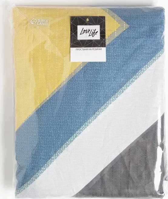 Простыня на резинке LoveLife 160*200*25см, "Геометрия", 100% хлопок, сатин, 125г/м²