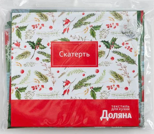 Скатерть Доляна «Новый год: Новогодняя мозаика» 145*180 +/- 2 см, 100% п/э