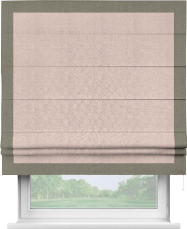 Римская штора «Кортин» с кантом Чесс, для проема, ткань блэкаут с блеском сиреневый