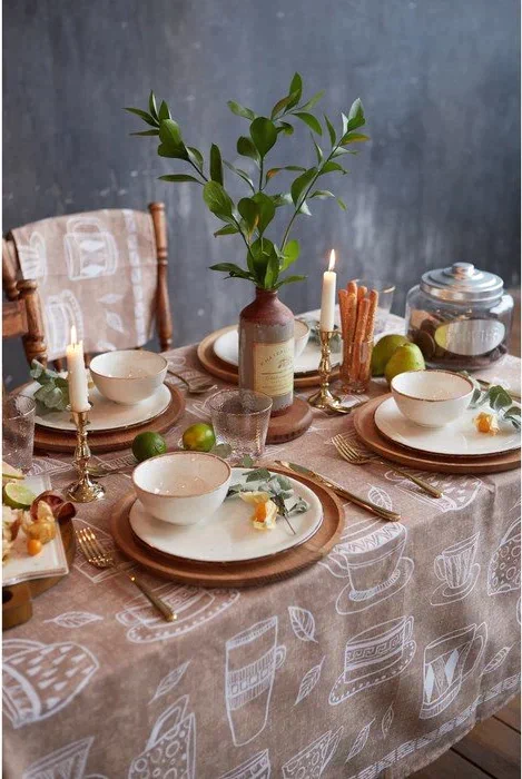 Скатерть "Доляна" Cup of tea 220х144 см, 100% хлопок, 164 г/м2