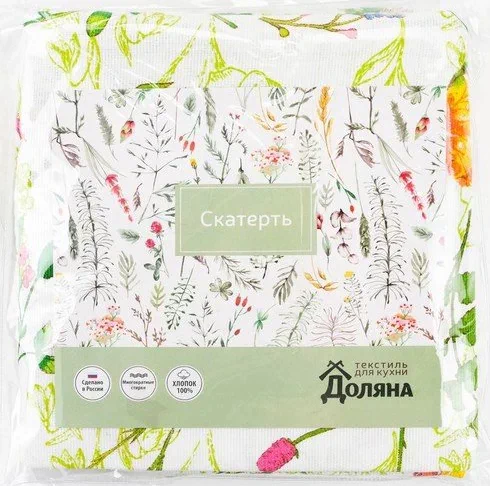 Скатерть "Доляна" Полевые цветы 220*144 см, 100% хлопок, рогожка, 164 г/м2