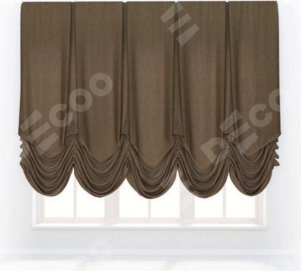 Австрийская штора «Кортин», ткань вельвет тёмно-бежевый