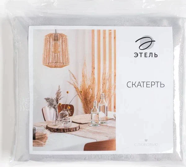 Скатерть Этель "Ветвь" цв.серебро, 142*283 +/-3 см, 115 ±10 гр,100% п/э