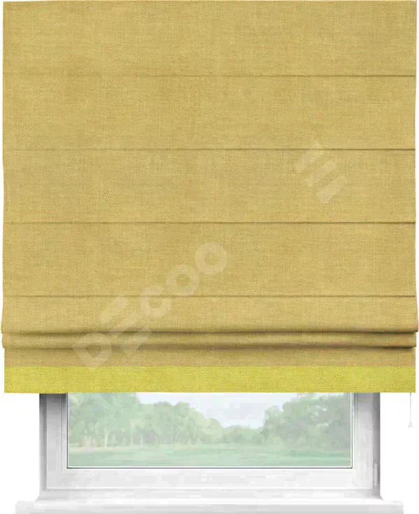 Римская штора «Кортин» с кантом Джестер, для проема, ткань лён горчичный