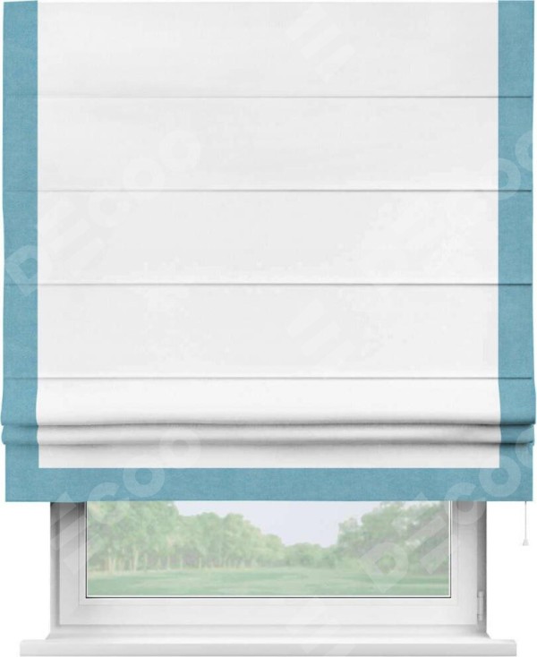 Римская штора «Кортин» с кантом Виктория, для проема, ткань вельвет белый