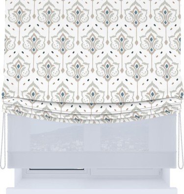 Римская штора «Кортин», день-ночь с мягкими складками, «Икат узор»