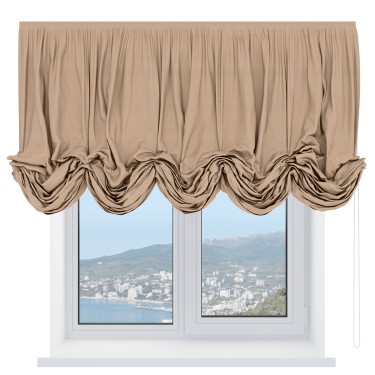 Австрийская штора «Кортин», вельвет песочный