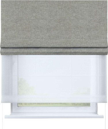 Римская штора «Кортин» день-ночь, ткань лён кашемир серый