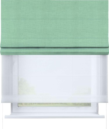 Римская штора «Кортин» день-ночь, ткань лён светло-бирюзовый