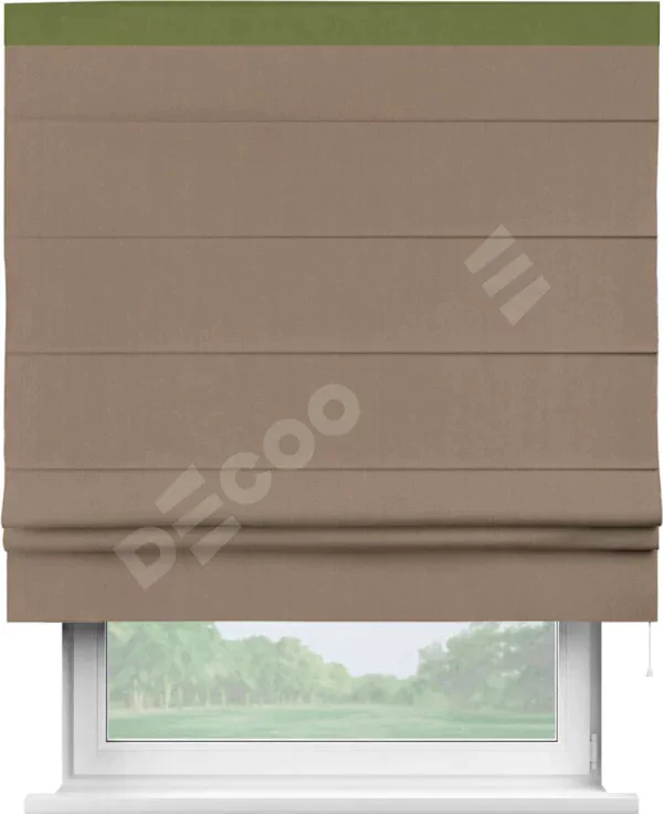Римская штора «Cortin» для проёма, ткань блэкаут однотонный кофейно-бежевый с кантом Кинг