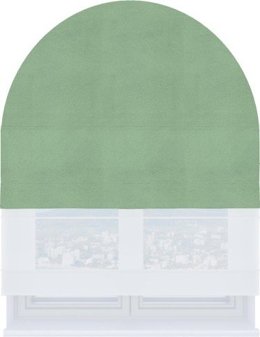 Римская штора «Кортин» день-ночь для арочного проёма, ткань бархат оливковый