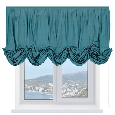 Австрийская штора «Кортин», лён бирюзовый