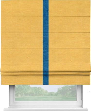 Римская штора «Кортин» с кантом Хайвэй, для проема, ткань лён желтый