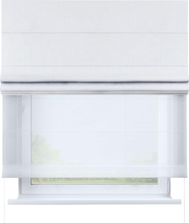 Римская штора «Кортин» день-ночь, ткань лён белый