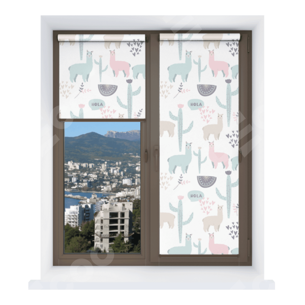 Рулонная штора Мини с принтом Милый лама