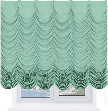 Французская штора «Кортин», лён светло-бирюзовый