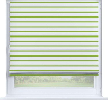 Римская штора «Кортин» на створку «Зелёные горизонтальные полоски»