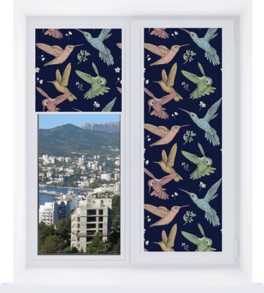 Рулонная штора Уни 2 с принтом Птицы и цветы