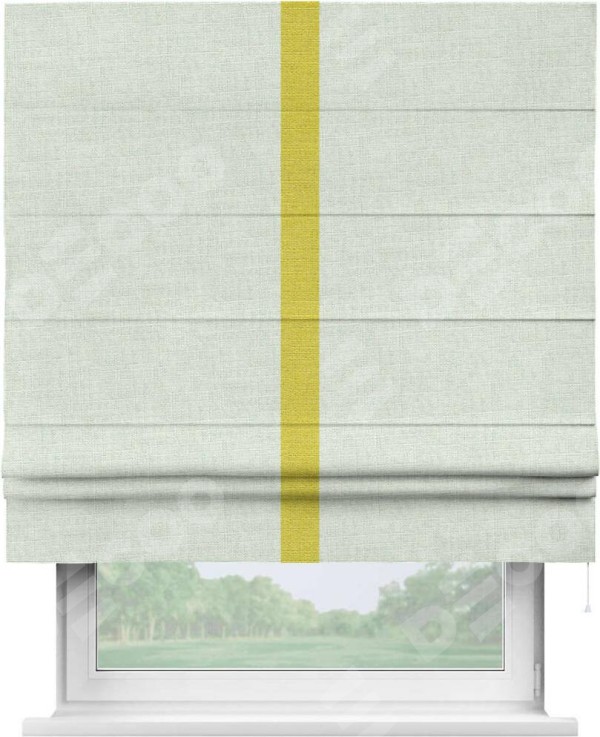 Римская штора «Кортин» для проёма, лён топлёное молоко, с кантом Хайвэй