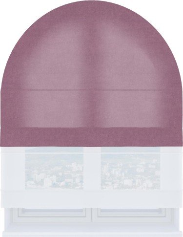 Римская штора «Кортин» день-ночь для арочного проёма, ткань вельвет лиловый