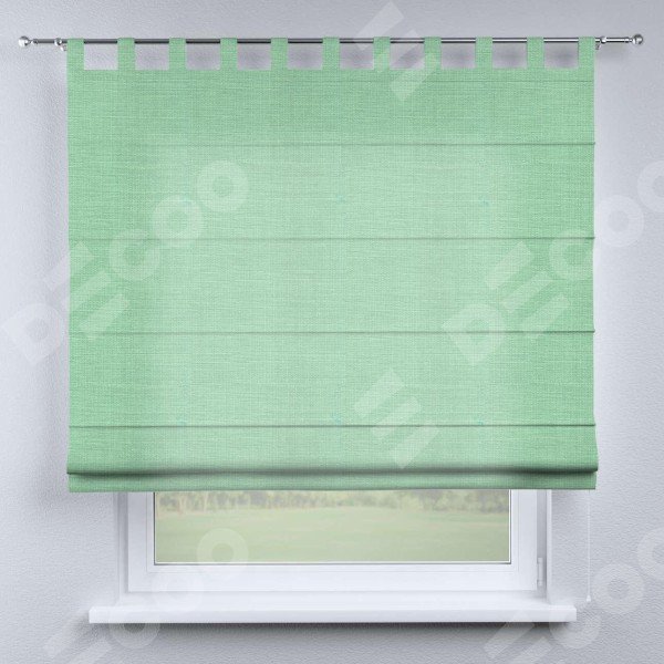 Римская штора на петлях «Кортин», ткань лён светло-бирюзовый