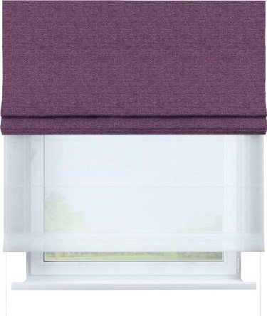 Римская штора «Кортин» день-ночь, ткань лён димаут, брусника