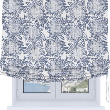 Римская штора Soft с мягкими складками, «Синий букет»