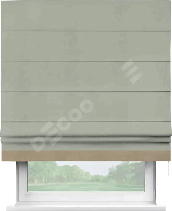 Римская штора «Кортин» с кантом Джестер, для проема, ткань вельвет cветло-серый