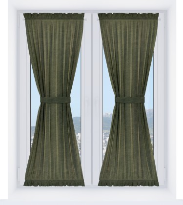 Штора песочные часы «Кортин» софт однотонный зелёный