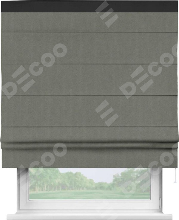 Римская штора «Кортин» с кантом Кинг, для проема, ткань блэкаут однотонный тёмно-серый