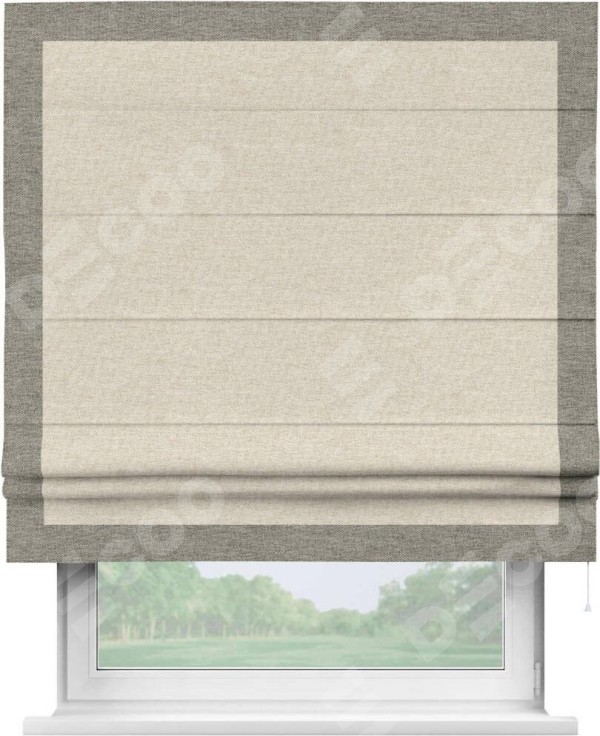 Римская штора «Кортин» с кантом Чесс, для проема, ткань стиф димаут молочный