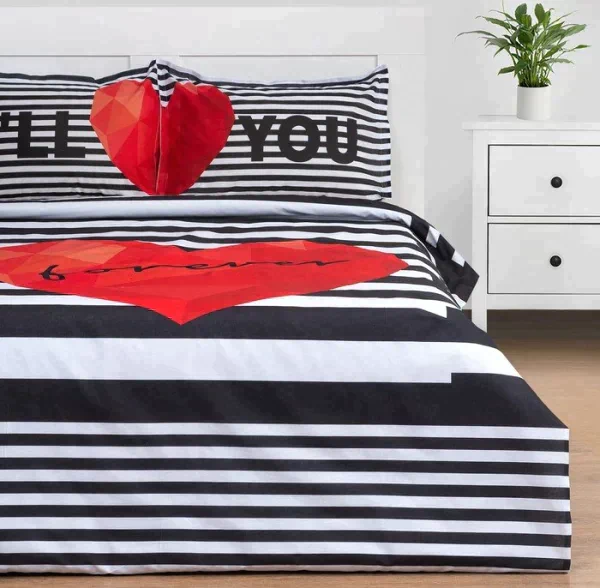 Комплект: пододеяльник и 2 наволочки Love Forever 175*215 см, 50*70+3 см - 2 шт, 100% хлопок