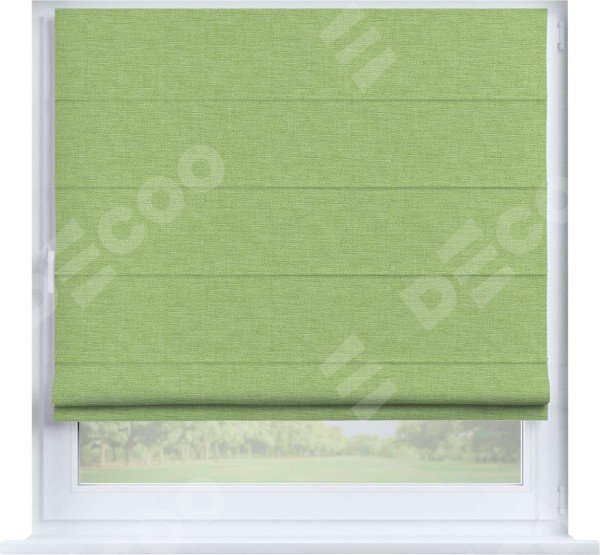 Римская штора «Кортин» на створку, ткань лён зелёный