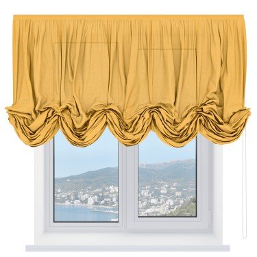 Австрийская штора «Кортин», лён желтый