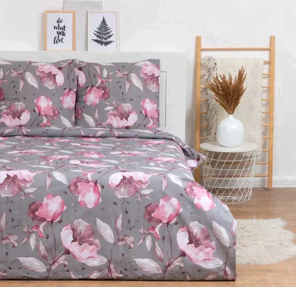 КПБ евро LoveLife Pink flowers: пододеяльник 200*217см+наволочка 70*70см-2шт,поплин125 г/м²