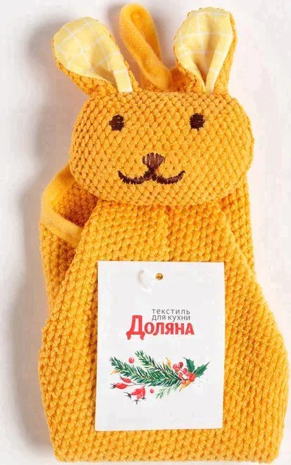 Полотенце кухонное Доляна "Заяц", цв. желтый 30*30 см 280гр/м2