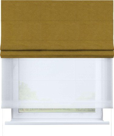 Римская штора «Кортин» день-ночь, ткань вельвет светло-коричневый