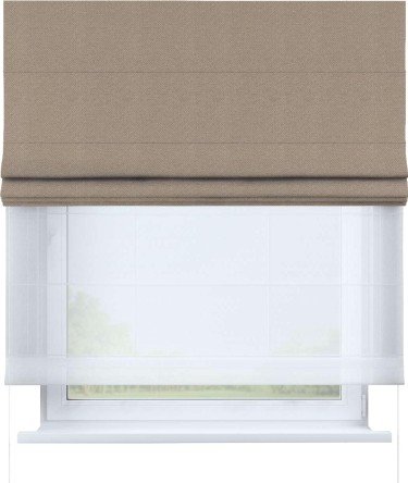 Римская штора «Кортин» день-ночь, ткань лён димаут, светло-бежевый