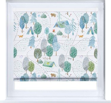 Римская штора «Кортин» кассетная «Лесистая местность»